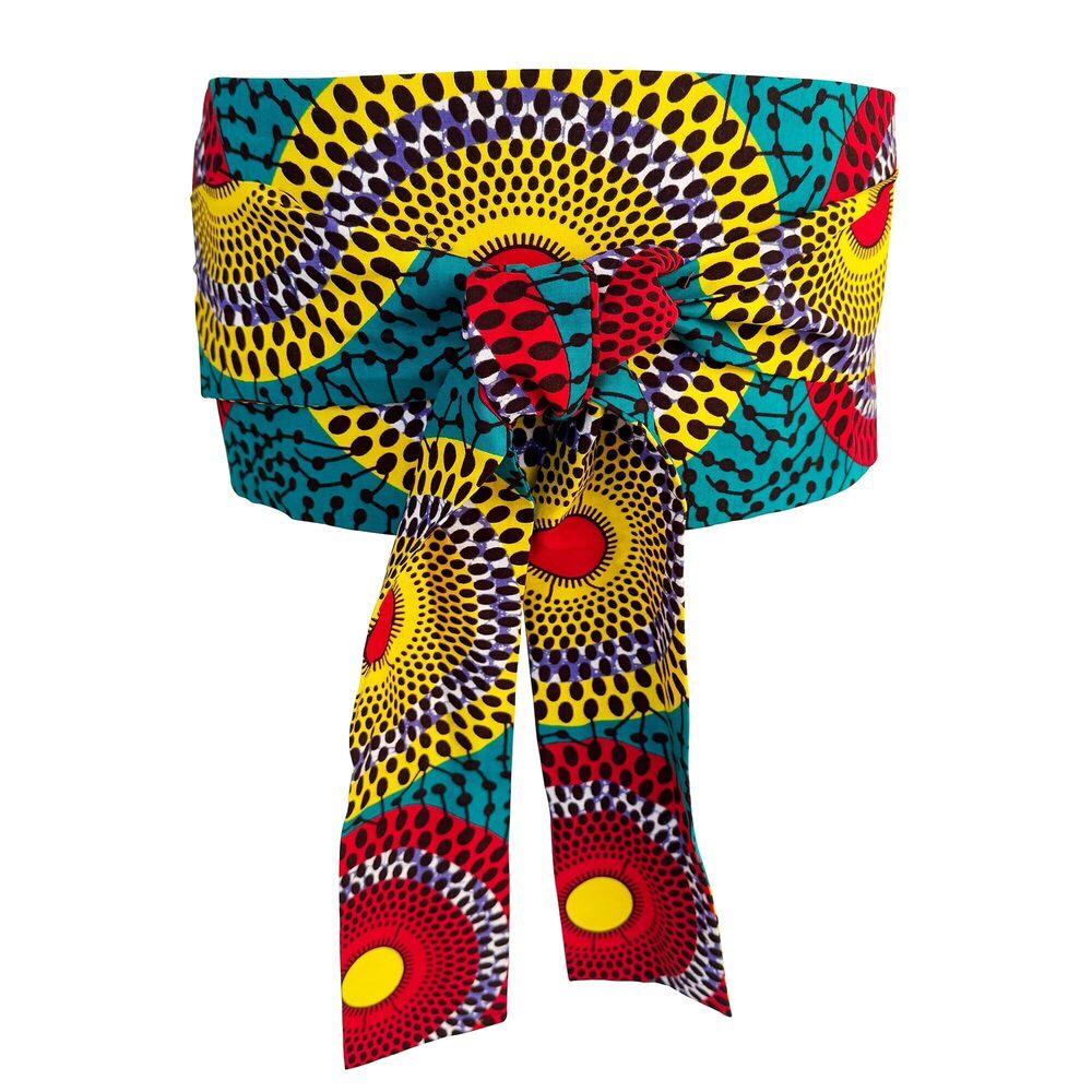 5368 African Print Belt Multi Colour Elasticated Belt Prom Decoration Belt